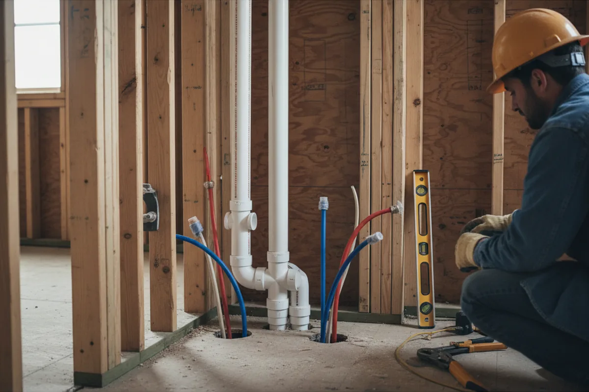Drain and supply rough-in during Drain Cleaning in Chester Springs
